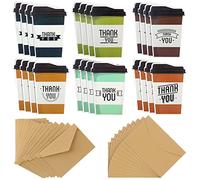 Geyee 24 Pack Coffee Gift Card Holders with Envelopes Bulk Teacher Employee Appreciation Gift Card Thanks a Latte Appreciation Coffee Themed Greeting for Halloween Office Business Supplies Favors