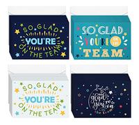 Geyee 48 Pack Welcome to Team Cards Employee Appreciation Card with 48 Envelopes So Glad You're on The Team Work Anniversary Card Staff Thank You Cards for Recognition Gifts, 7.8 x 6 Inch(Star Style)