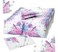 Geyee 50 Packs Facial Tissue Travel Packs Disposable Pocket Tissues for Wedding Guest Travel School Purse Home Supplies, 500 Sheets 3 Ply(Hydrangea)