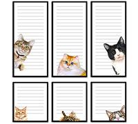 Geyee 6 Pack Cats Magnetic Notepads for Fridge to Do List Notepads Grocery Shopping List Magnet Pad Magnetic Paper Pad Cute Memo and Scratch Pad for Refrigerator Shopping Reminders, 50 Sheets Per Pad