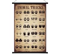 Geyee Woodland Tracks Vintage Poster Wall Decor Forest Animal Tracks Knowledge Picture Field Guide Sign Prints Wall Decor for Home Kitchen Office Classroom Living Room Bedroom Frame, 15.8 x 23.6 Inch