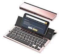 Geyes Bluetooth Keyboard Foldable Portable Folding Travel Keyboard for iPhone 15 Pro Plus/Xs/max/x/14/13 /12/11 /iPad/iPad Mini 4, Samsung Android Tablet Smart Phone (Rose Gold)