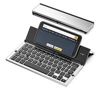 Geyes Bluetooth Keyboard Foldable, Portable Folding Wireless Keyboard with Portable Pocket Size, Aluminum Alloy Housing for iPhone,iPad, Tablet,Laptops and Smartphones (Silver)