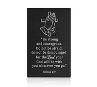 GEYGIE Be Strong And Courageous Joshua 1:9 Black Wallet Card, Engraved Metal Wallet Insert Card With Bible Verse, Inspirational Religious Phrase Insert Cards Gifts for Christian Believer Family Friend
