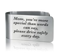 GEYGIE Mom You're More Special Than Words Can Say Please Drive Safely Every Day Engraved Stainless Steel Car Visor Clip, Inspirational Safe Driving Gifts for Mom, Drive Safe Reminder Gifts