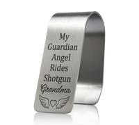 GEYGIE My Guardian Angel Grandma Engraved Stainless Steel Car Visor Clip, Funny Safe Driving Gifts for Grandson Granddaughter, Travel Visor Car Accessories for Sweet 16 Birthday Gifts for New Driver