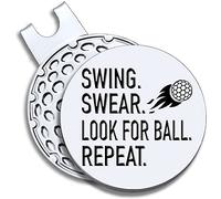 GEYGIE Swing Swear Look for Ball Repeat Golf Ball Marker with Magnetic Hat Clip, Funny Golf Accessories Gifts for Men Women, Golf Gifts for Men Woman, Birthday Gifts for Golf Fan, Golf Novelty Gift