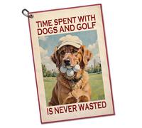 GEYGIE Time Spent with Dogs and Golf is Never Wasted Golf Towel, Microfiber Golf Towel Adorned with Golden Retriever Detail, This Practical Golfing Towels Suits Links Fan Who Love Canine Companion