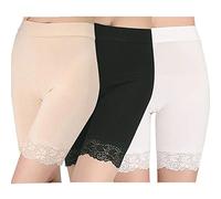 GEYIWSSXY Women's Underwear Short Anti-Chafing Shorts Underwear Safety Long Panty High Waist Lace Leggings Short Tight with Non-Slip Lace Edge, A-bk+sk+wh, One size