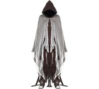 Geyoga 1 Pcs Halloween Medieval Cloak Men with Hood Vintage Horror Cape Renaissance Cloak for Adult Cosplay Props (Coffee,Medium)