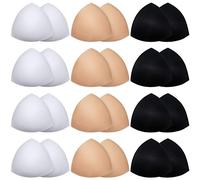 Geyoga 12 Pairs Women Triangle Bra Insert Removable Sports Bra Pads Inserts Women Replacement Pad, White, Nude Color, Black, M
