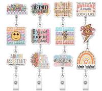 Geyoga 12 Pcs Administrative Professional Day Badge Holder Retractable Badge Reels Cards Holder with Clip Gift for Social Workers Dentist Volunteer Ot Doctor Nurse Coworker Appreciation