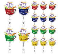 Geyoga 12 Pcs Housekeeping Appreciation Badge Reel Patient Access Week Gift Retractable ID Badge Holder Clip for Nurse Hospital Cleaning Your Worries Away for Customer Service Staff Coworker (Cute)