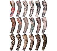Geyoga 18 Pcs Tattoo Sleeves for Men Arm Sleeves Temporary Tattoo Sleeves Set Arts Fake Tattoo for Women to Cover Arms, Multicolor, Large