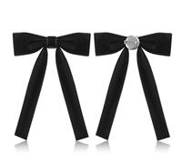 Geyoga 2 Pack Western Bow Ties for Men Colonel Tie Black Ladies Bowtie Clip for Uniform Party
