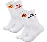 Geyoga 2 Pairs His Lordship and Her Ladyship Gifts Funny Couple Socks Cotton Novelty Wedding Gift for His and Her Anniversary Wedding Christmas