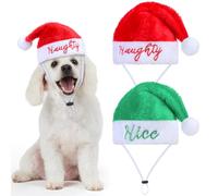 Geyoga 2 Pcs Dog Christmas Santa Hat Naughty or Nice Dog Cat Plush Hat Pet Santa Costume for Small Puppy Kitten Cosplay Dolls Crafts (Plush,Large)