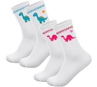 Geyoga 2 Pcs Funny Grandma and Grandad Socks Gifts from Grandchildren Nanny and Grandad Christmas Gifts Dinosaur Novelty Socks for Birthday Thanksgiving Xmas