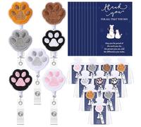 Geyoga 20 Set Veterinary Week Gifts Paw Retractable Work Badge Holder Vet Tech Badge Holder ID Retractable Name Clip with Thank You Cards Bags Veterinary Appreciation Gifts for Med Veterinarian