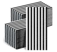 Geyoga 200 Pack Striped Guest Napkins 2 Ply Disposable Bathroom Paper Napkins Disposable Hand Towels Decorations for Birthday Wedding Baby Shower Party Supplies (Black and White)