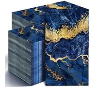 Geyoga 200 Pcs 2-Ply Disposable Napkins Blue Gold Marble Pattern Guest Bathroom Paper Towels for Parties & Dinners