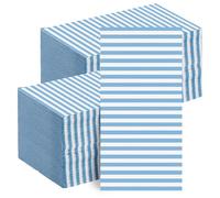 Geyoga 200 Pcs Blue and White Striped Napkins Paper Classic Horizontal Stripes Disposable Bathroom Guest Dinner Napkin Hand Towels for Party Kitchen Baby Shower Wedding Table Decoration