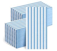 Geyoga 200 Pcs Blue and White Striped Napkins Paper Classic Stripes Disposable Bathroom Dinner Napkin Guest Hand Towels for Party Kitchen Baby Shower Wedding Table Decorations