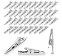 Geyoga 200 Pcs Metal Alligator Clips, Small Spring Clips 35mm Mini Silver Toothed Clamps, Bulk Crocodile Clamps for Electrical Testing, Crafts, Circuit Jumper, DIY Project, Photo Display