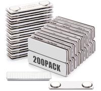 Geyoga 200 Sets Name Tag Magnets Magnetic Name Tags Metal Blank Name Tags Blank Name Badge Holder Metal Pin Magnet Back Silver Nametag Fasteners with Magnets for Trade Shows Shirts