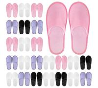 Geyoga 24 Pairs Disposable Slippers for Guests Bulk 2 Size Cotton Hotel Spa House Slippers for Graduation Wedding Party Shoeless Home Travel Individually Wrapped, White, Black, Pink, Purple, M