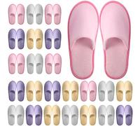 Geyoga 24 Pairs Disposable Slippers for Guests Bulk 2 Size Cotton Hotel Spa House Slippers for Graduation Wedding Party Shoeless Home Travel Individually Wrapped, Soft Colors, Medium