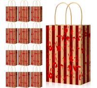 Geyoga 24 Pcs Halloween Party Favor Bags Bloody Horror Theme Paper Gift Bags with Handles Carnival Circus Goody Treat Candy Pouches for Halloween Scary Party Supplies