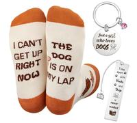 Geyoga 3 Pcs Cute Dog Lover Gift Set Includes Dog Reading Socks Metal Bookmark and Funny Puppy Keyring for Book Puppy Lovers Birthday Valentine's Galentine's Day Mother's Day Gift for Her