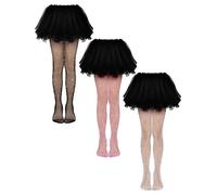 Geyoga 3 Pcs Girls Rhinestone Tights Sparkle Fishnet Kids Bling Mesh Stockings Glitter Hollow out Pantyhose(Black, Pink, White, Medium, 125-160 cm)