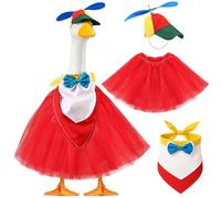 Geyoga 3 Pcs Halloween Porch Goose Outfit Rainbow Helicopter Baseball Cap with Colorful Bandana and Tutu Skirt for 23" Lawn Cement Porch Goose Clothes Halloween Garden Patio Yard Outdoor Decorations