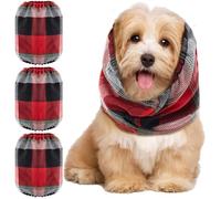 Geyoga 3 Pcs Snood for Dogs Ears Wrap Red Black Plaid Dog Calming Earmuffs Winter Puppy Hats Noise Cancelling Anxiety Relief Puppy Hoodies for Christmas Wearing in Bathing Grooming Ear Care(Small)