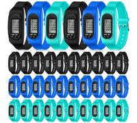 Geyoga 36 Pcs Pedometer for Walking Steps and Miles Pedometer Watch Silicone Steps Tracker Running Bracelet Ankle Step Counter for Calorie Burning and Step Counting (Mint Green,Blue,Black)