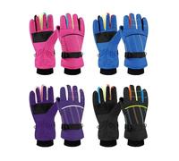 Geyoga 4 Pairs Winter Kids Ski Gloves Boys Girls Windproof Waterproof Warm Snow Gloves for Children Toddler Snowboard(Popular Style,6-10 Years)