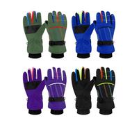 Geyoga 4 Pairs Winter Kids Ski Gloves Boys Girls Windproof Waterproof Warm Snow Gloves for Children Toddler Snowboard(Cute Style,6-10 Years)