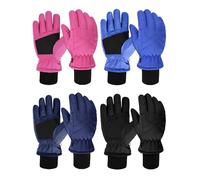 Geyoga 4 Pairs Winter Kids Ski Gloves Boys Girls Windproof Waterproof Warm Snow Gloves for Children Toddler Snowboard(Novel Style,6-10 Years)