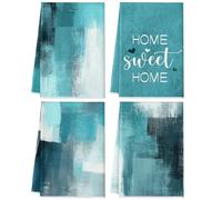 Geyoga 4 Pcs Marble Kitchen Dish Towels Gold Bathroom Hand Towels Absorbent Tea Washcloths for Summer Farmhouse Decorations Supplies (Teal,Turquoise)