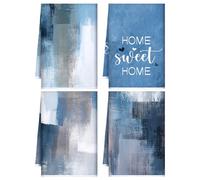 Geyoga 4 Pcs Marble Kitchen Towels Blue Bathroom Hand Dish Towels Modern Abstract Absorbent Tea Washcloths for Winter Spring Bathroom Decor Kitchen Accessories Gifts