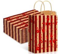 Geyoga 48 Pcs Halloween Party Favor Bags Bloody Horror Theme Paper Gift Bags with Handles Carnival Circus Goody Treat Candy Pouches for Halloween Scary Party Supplies
