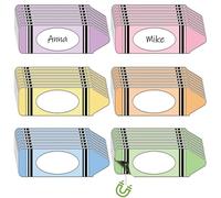 Geyoga 48 Pcs Magnetic Name Tags for Classroom Reusable Dry Erase Labels 7 x 1.9 Inches Crayon Shaped Magnetic Name Plates for Desk Whiteboard Locker Door 6 Colors Dry Erase Labels for Classroom
