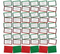 Geyoga 48 Set Funny Christmas Game Include 48 Pieces Treasure Hunt Clue Cards(8 Pcs Blank Card for DIY), 48 Pcs Red and Green Envelops for Christmas Indoor Outdoor Family Games