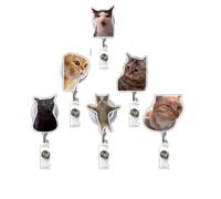 Geyoga 6 Pcs Animal Badge Reel Cat Funny Cute Badge Reels Retractable Alligator Clip Holder for Nurse Accessories Doctor (Lovely)