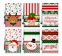 Geyoga 6 Pcs Christmas Kitchen Towels Santa Claus Xmas Hand Towels Winter Holiday Soft Red Green White Tea Dishcloths for Hotel Kitchen Bathroom Xmas Gifts