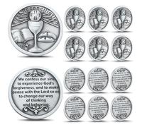 Geyoga 6 Pcs First Reconciliation Gift Pocket Coin Prayer Pocket Token with Confession Back First Communion Reconciliation Penance Gifts Boy, Forgiveness, Catholic Devotion