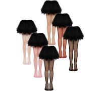 Geyoga 6 Pcs Girls Sparkle Fishnet Tights,Medium,Classic Colors