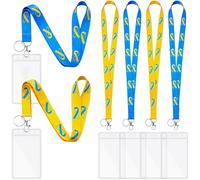 Geyoga 6 Pcs Ribbon Awareness Lanyard Cancer Awareness Lanyard Color Ribbon ID Badge with Name Tag Holder for Volunteer Souvenir Decoration Charity Event(Blue, Yellow)